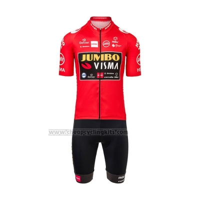 2021 Cycling Jersey Jumbo Visma Red Short Sleeve and Bib Short