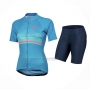 2021 Cycling Jersey Women Pearl Izumi Sky Blue Short Sleeve and Bib Short