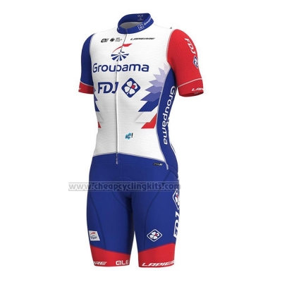 2022 Cycling Jersey Groupama-FDJ White Short Sleeve and Bib Short