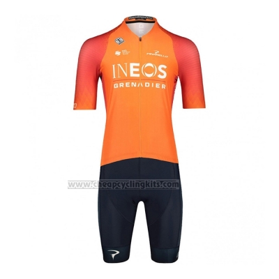 2022 Cycling Jersey Ineos Grenadiers Orange Short Sleeve and Bib Short