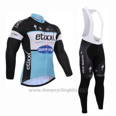 2015 Cycling Jersey Etixx Quick Step Black and White Long Sleeve and Bib Tight