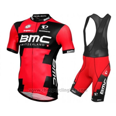 2016 Cycling Jersey BMC Black and Red Short Sleeve and Bib Short