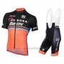 2016 Cycling Jersey De Rose Black and Orange Short Sleeve and Bib Short