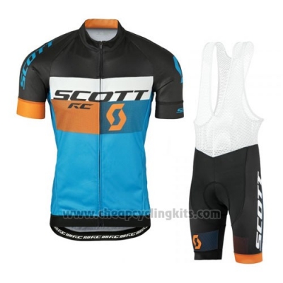 2016 Cycling Jersey Scott Bluee and Black Short Sleeve and Bib Short