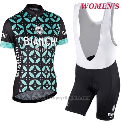 2017 Cycling Jersey Women Bianchi Green Short Sleeve and Bib Short