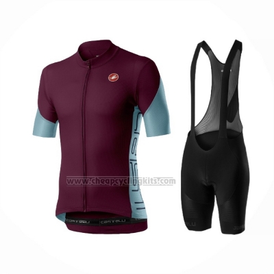 2021 Cycling Jersey Castelli Dark Purple Short Sleeve and Bib Short