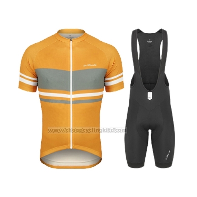 2021 Cycling Jersey de Marchi Yellow Gray Short Sleeve and Bib Short