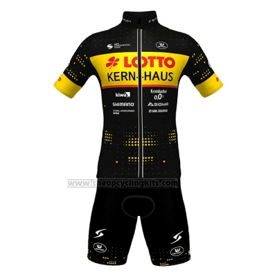 2022 Cycling Jersey Lotto-kern Haus Black Yellow Short Sleeve and Bib Short