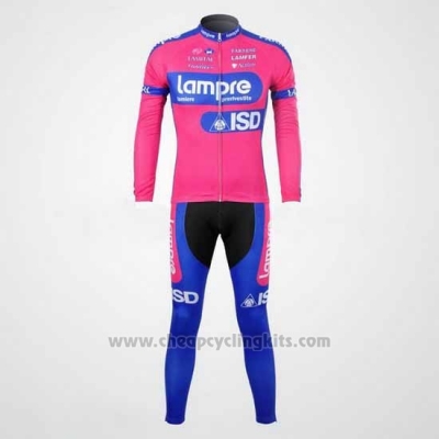 2012 Cycling Jersey Lampre ISD Pink and Sky Blue Long Sleeve and Bib Tight