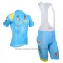 2013 Cycling Jersey Astana Sky Blue Short Sleeve and Bib Short