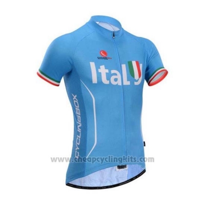 2014 Cycling Jersey Fox Cyclingbox Light Blue Short Sleeve and Bib Short