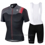 2017 Cycling Jersey Sportful Black and Red Short Sleeve and Bib Short