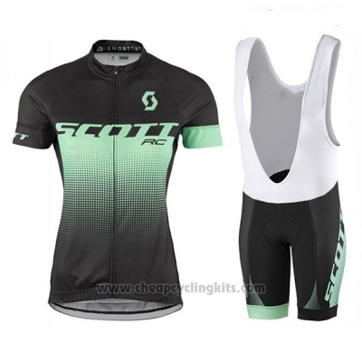 2017 Cycling Jersey Women Scott Black and Green Short Sleeve and Bib Short