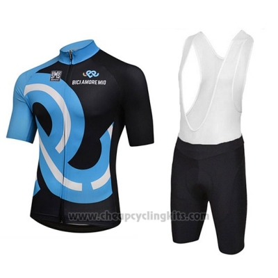 2018 Cycling Jersey Bici Amore Mio Black and Blue Short Sleeve and Bib Short