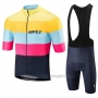 2019 Cycling Jersey Morvelo Yellow Pink Black Short Sleeve and Overalls