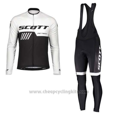 2019 Cycling Jersey Scott Black White Long Sleeve and Bib Tight