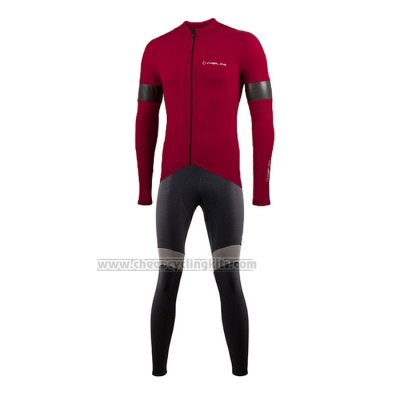 2021 Cycling Jersey Nalini Deep Red Long Sleeve and Bib Short