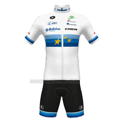 2022 Cycling Jersey European Champion Trek White Red Short Sleeve and Bib Short