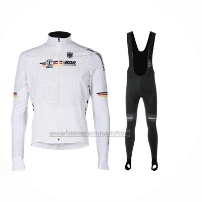 2023 Cycling Jersey Germany White Long Sleeve and Bib Short