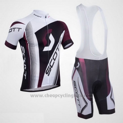 2013 Cycling Jersey Scott White and Fuchsia Short Sleeve and Bib Short