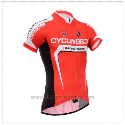 2014 Cycling Jersey Fox Cyclingbox Red and White Short Sleeve and Bib Short [BQXE-1878]