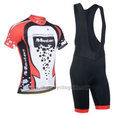 2014 Cycling Jersey Monton Red and White Short Sleeve and Bib Short