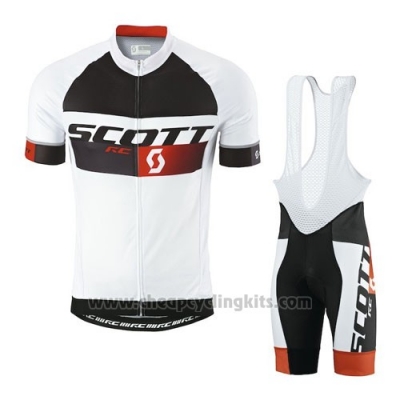 2016 Cycling Jersey Scott White Black Short Sleeve and Bib Short