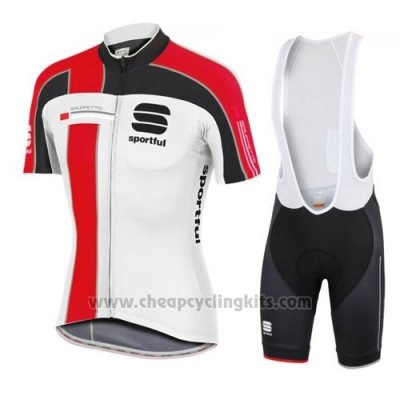 2016 Cycling Jersey Sportful Red and White Short Sleeve and Bib Short