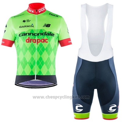 2017 Cycling Jersey Cannondale Drapac Green Short Sleeve and Bib Short