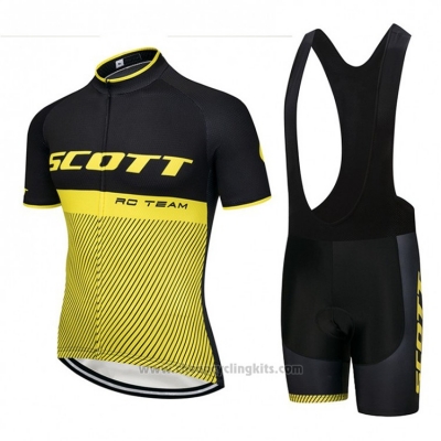 2018 Cycling Jersey Scott Black and Yellow Short Sleeve and Bib Short