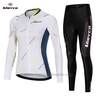 2019 Cycling Clothing Women Mieyco White Blue Long Sleeve and Overalls