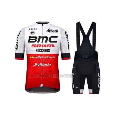 2021 Cycling Jersey BMC White Red Short Sleeve and Bib Short