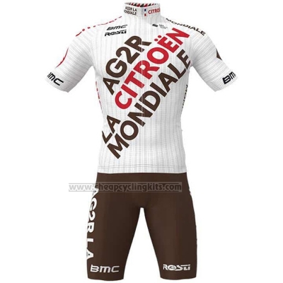 2021 Cycling Jersey Ag2r La Mondiale White Short Sleeve and Bib Short