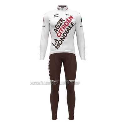 2022 Cycling Jersey Ag2r La Mondiale White Long Sleeve and Bib Short